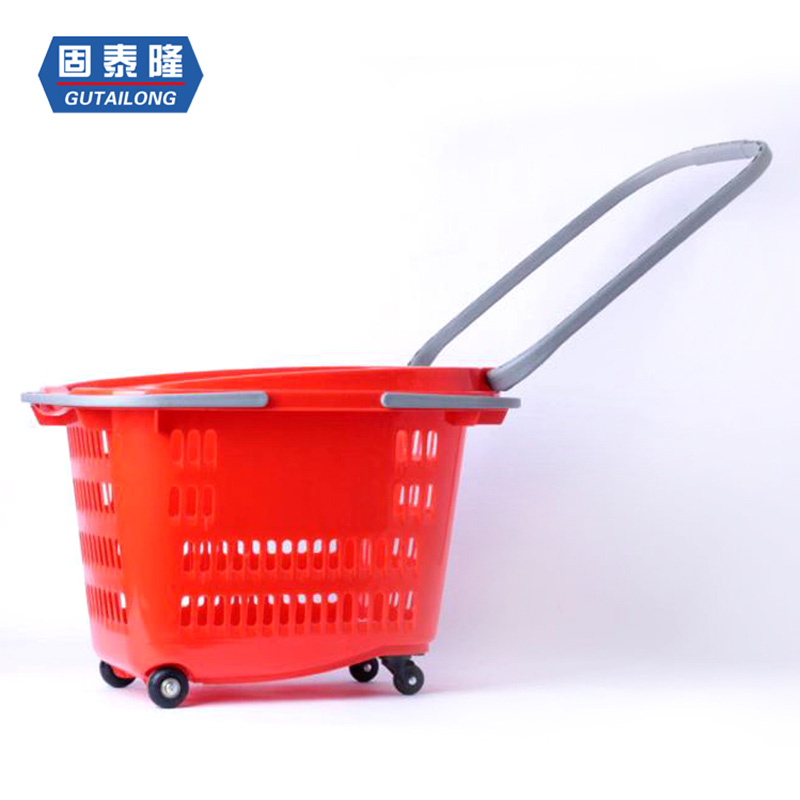 supermarket shopping basket with wheels and handles